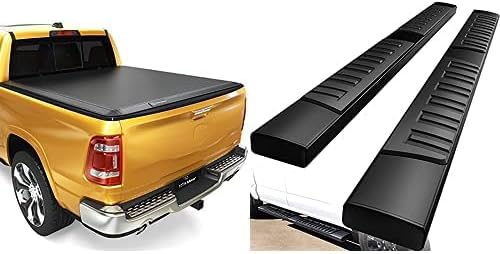 YITAMOTOR 6-Inch Running Boards & Quad-Fold Tonneau Cover for 2009-201