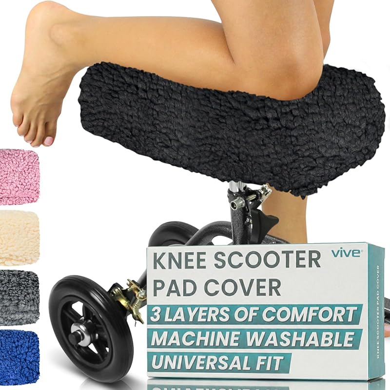 Vive Mobility Knee Scooter Pad Cover – Soft Sheepskin Memory Foam Cushion