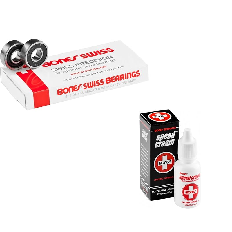 Bones Swiss 8-Pack Skateboard Bearings with Speed Cream Lubricant