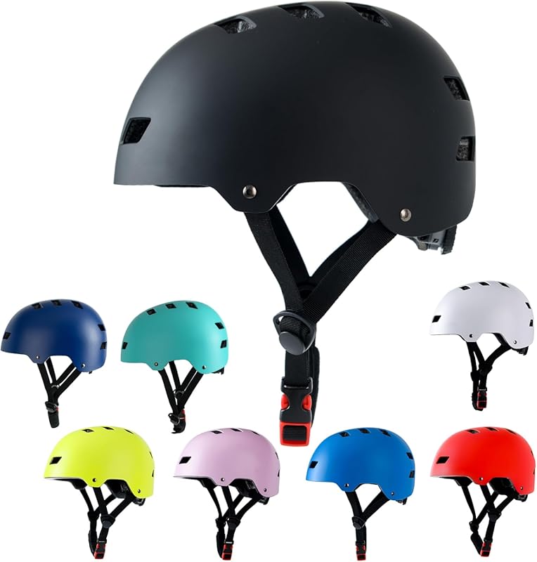Bavilk Adjustable 3-Size Skateboard Helmet for Youth Adults & Kids - M
