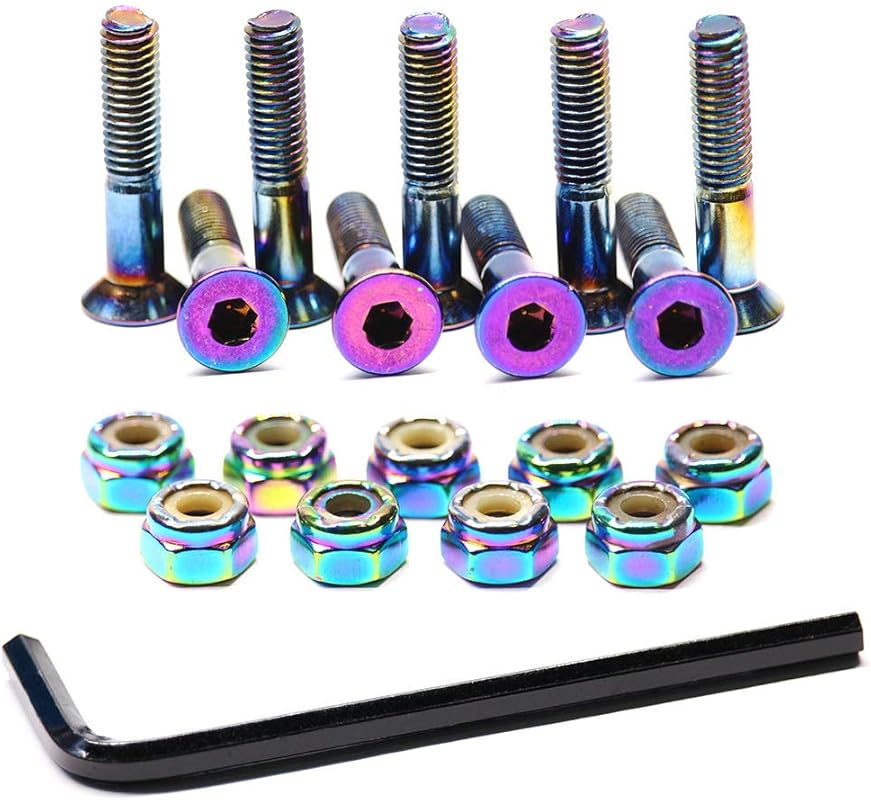 9PCS Dazzling Color Skateboard Hardware Bolts Set for Longboard/Cruise