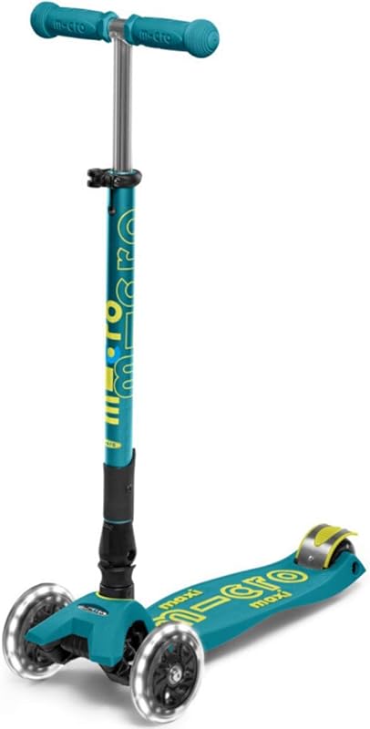 Micro Kickboard Maxi LED Scooter for Ages 5-12: 3-Wheel Lean-to-Steer,