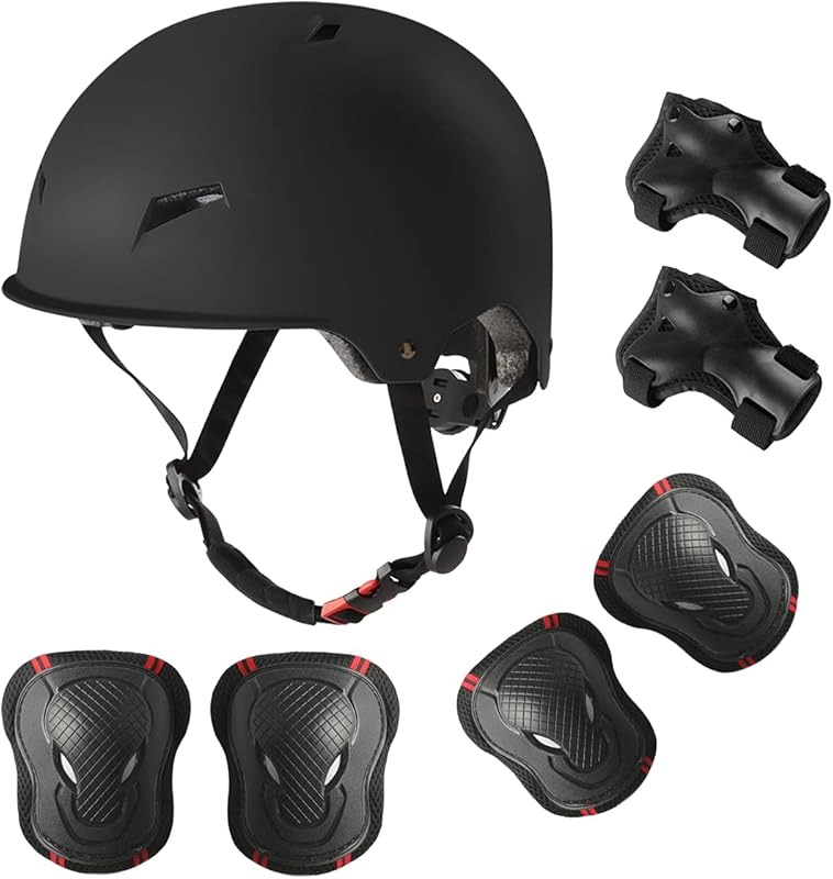 Adjustable Skateboard Bike Helmet Kit - Knee, Elbow Pads & Wrist Guard