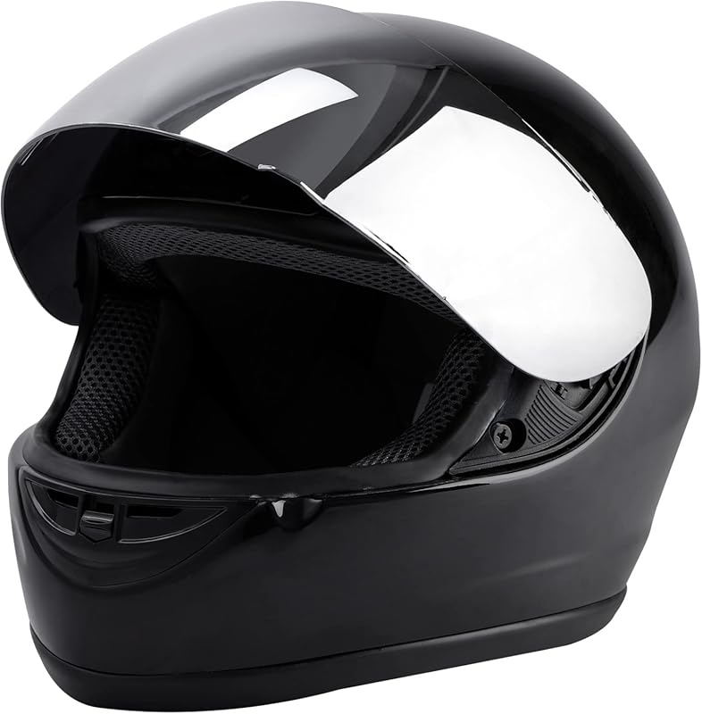 TCMT Full Face Motorcycle Helmet with Anti-Scratch Mirror Shield, Ligh