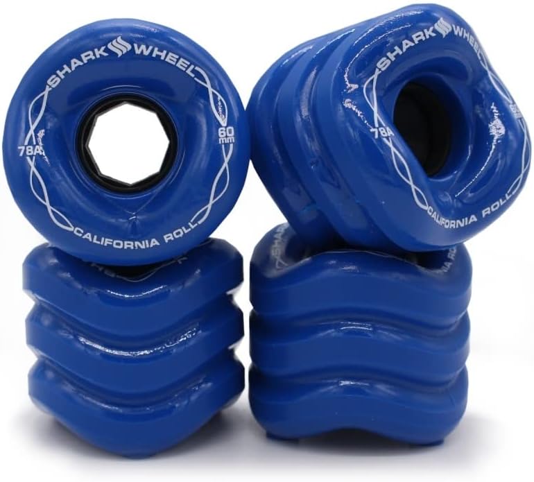 Shark Wheel 60mm 78a Skateboard Wheels with California Roll, 4-Pack