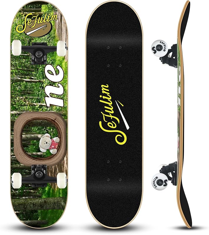 31x8 Inch 7-Layer Canadian Maple Double Kick Concave Skateboard for Te