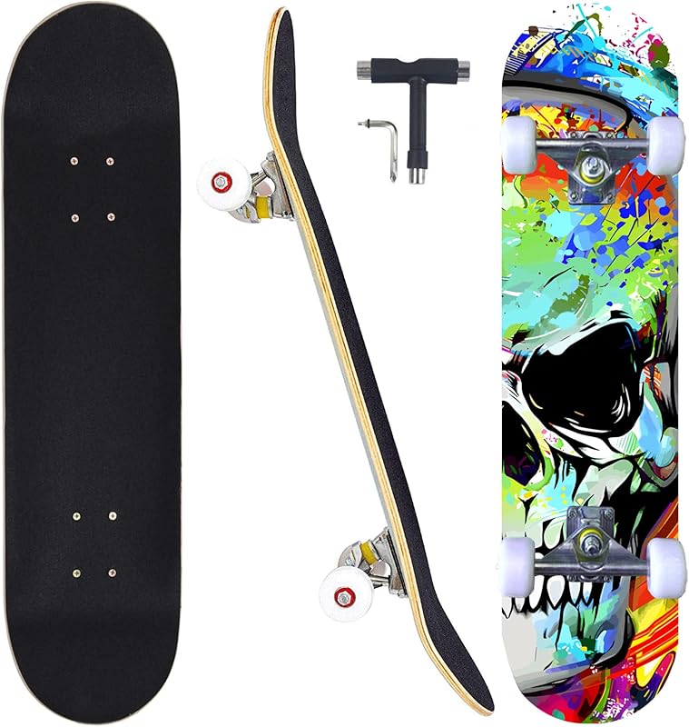 31-Inch Complete Skateboard for Beginners & Kids - 7-Layer Canadian Ma