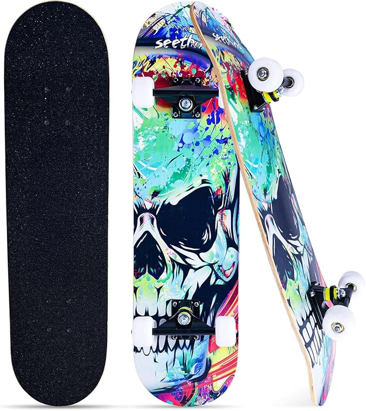 Durable 31''x8'' 7-Layer Maple Double Kick Concave Skateboard for Kids