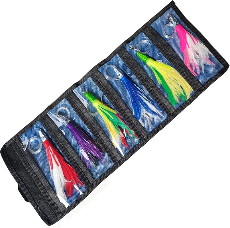 Kmucutie 6-Piece Trolling Lure Set (9/7/6.5 Inch) for Marlin, Tuna, Do