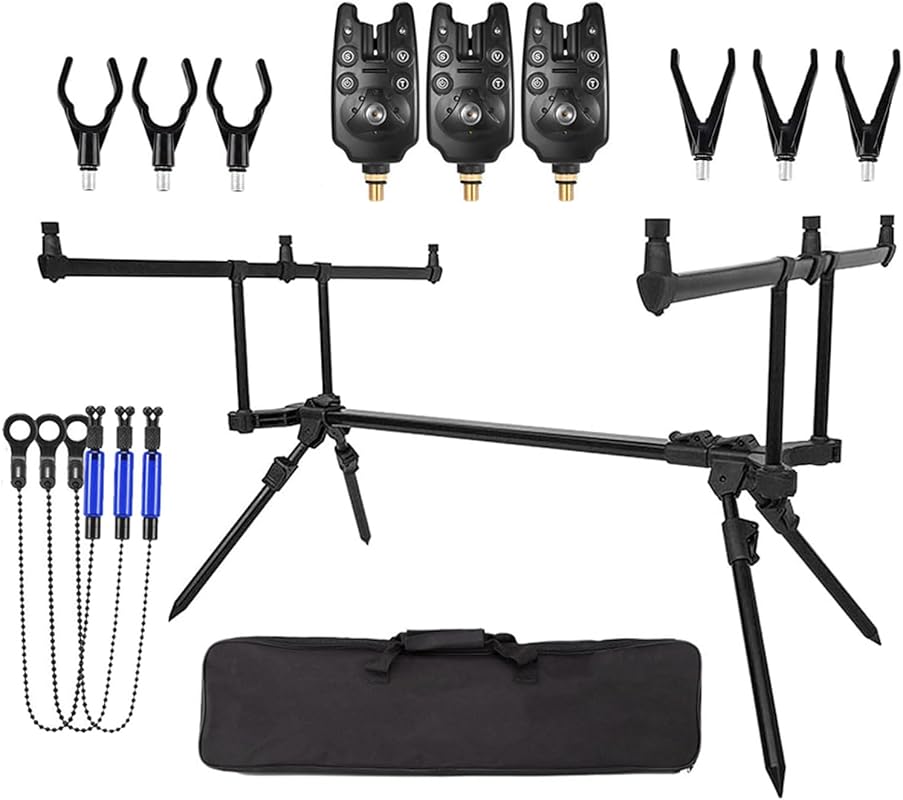 Tiandirenhe Adjustable Retractable Carp Rod Stand Holder with 3 Bite A