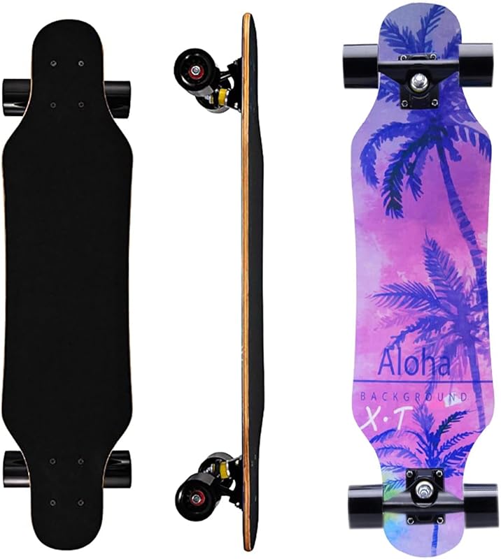 Mini 31 Inch Flame Pattern Wide Wheel Longboard for Beginners - Stable