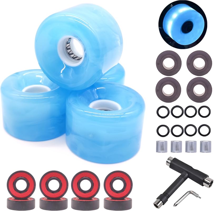 65mm 78A Cruiser Skateboard Wheels with Complete Kit (Bearings & Space