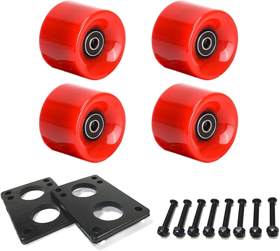 [LOOEEL 60mm 80A Cruiser Wheels with ABEC-9 Bearings & Riser Pads - Co