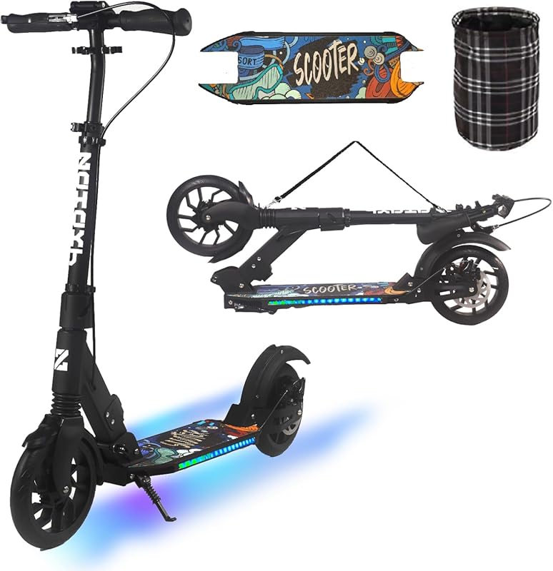 Foldable Teen & Adult Scooter with Dual Suspension, Disc Brake, Adjust