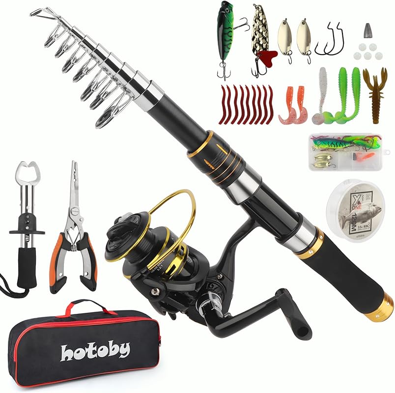 6.89ft Carbon Fiber Telescopic Fishing Rod & Reel Combo with Spinning