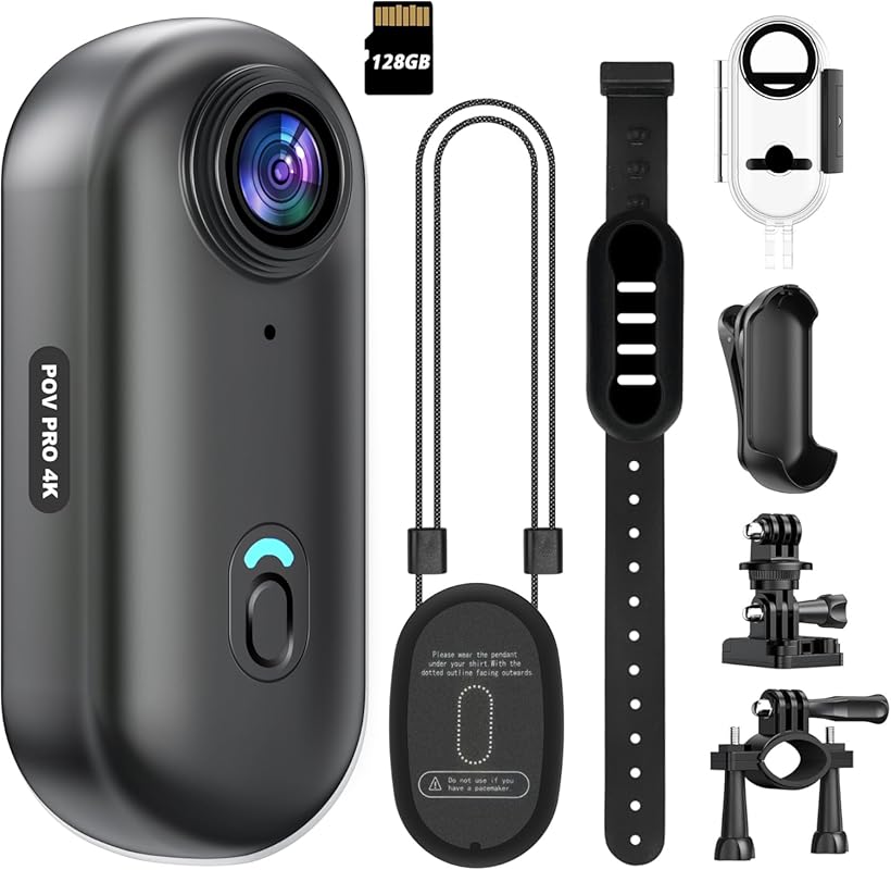 4K Mini WiFi Action Camera 128GB - IPX7 Waterproof, Helmet Mount, Magn