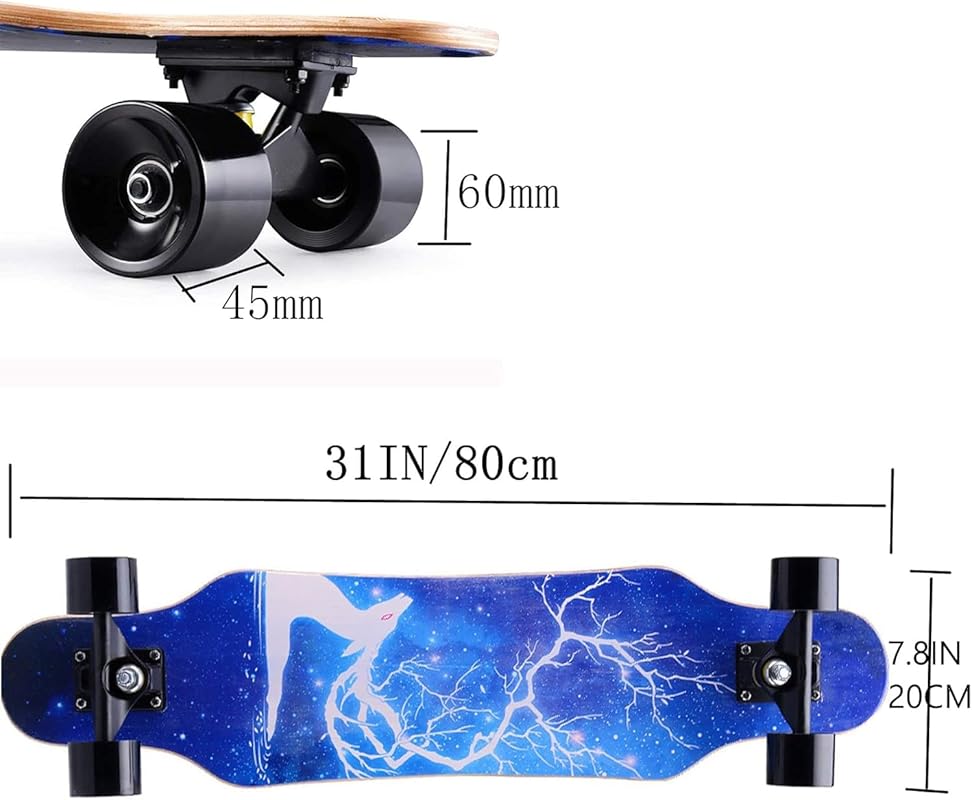 Mini Cruiser 31inch Wide Wheel Longboard - Flame Pattern, Stable for P