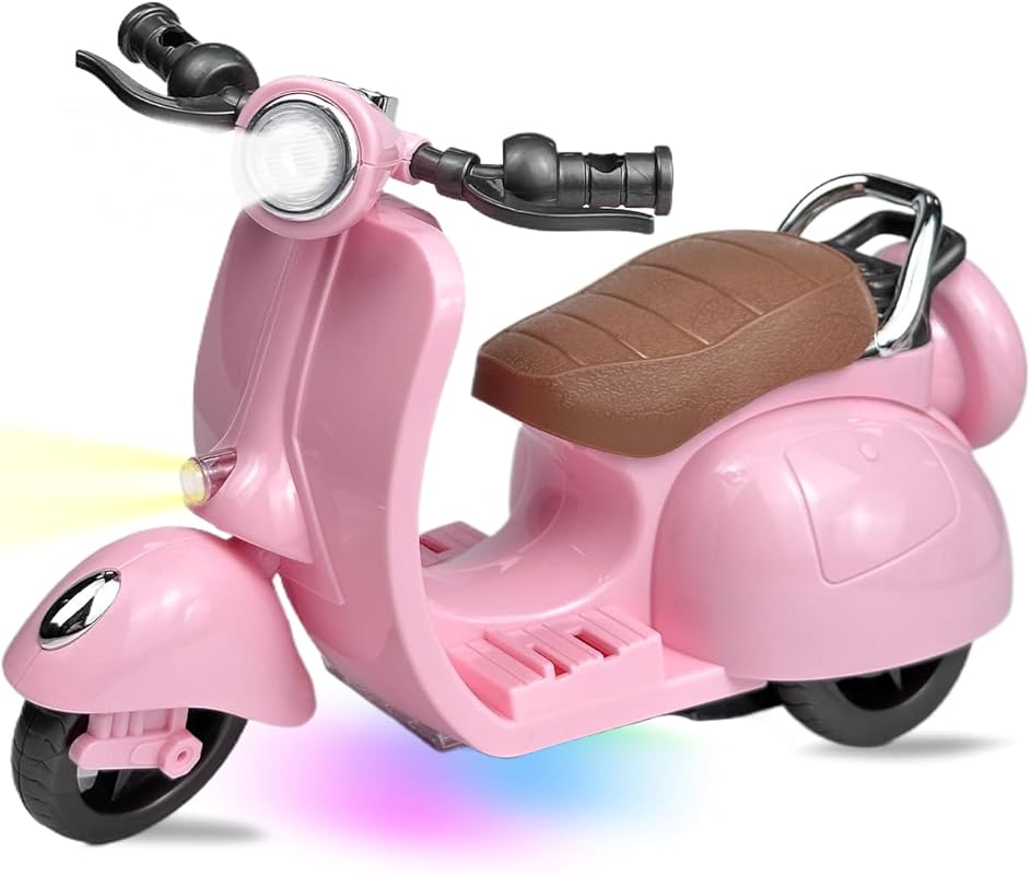 Pink Electric Doll Scooter with Music, Lights & 360° Rotatable Design