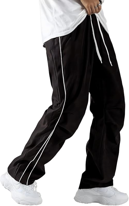 JMIERR Men's Baggy Parachute Pants with Deep Pockets & Quick Dry Fabri