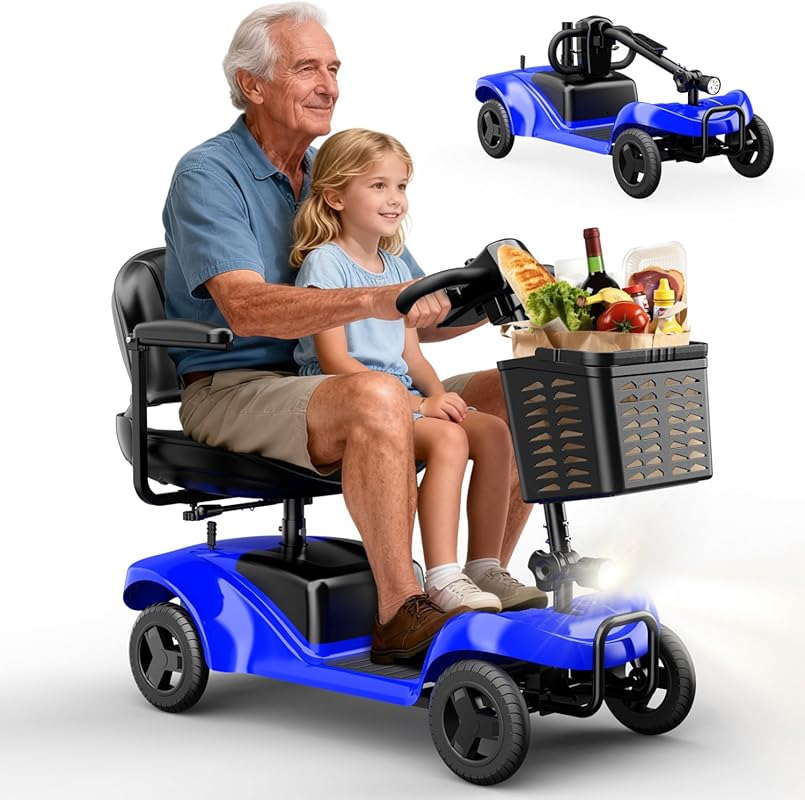 4-Wheel Mobility Scooter for Adults, 28 Miles Range, 300LBS Capacity, 