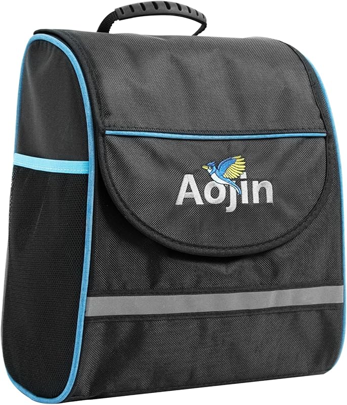 Aojin Oxford Cloth Knee Walker Storage Bag with Reflective Strips – Bl