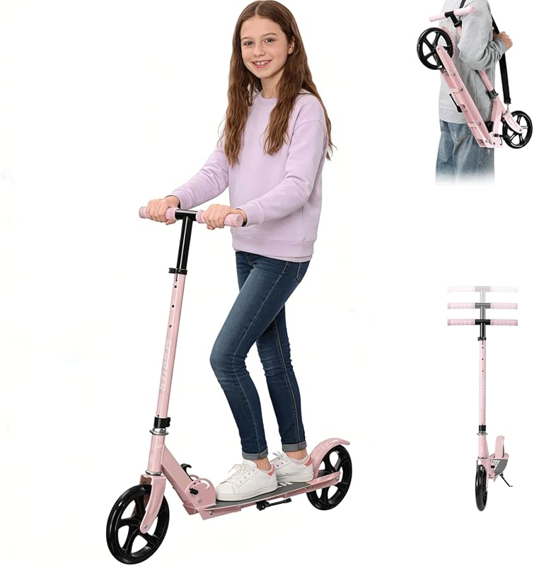 Adjustable Height Kick Scooter for Kids 6+, Adults up to 250Lbs, Folda