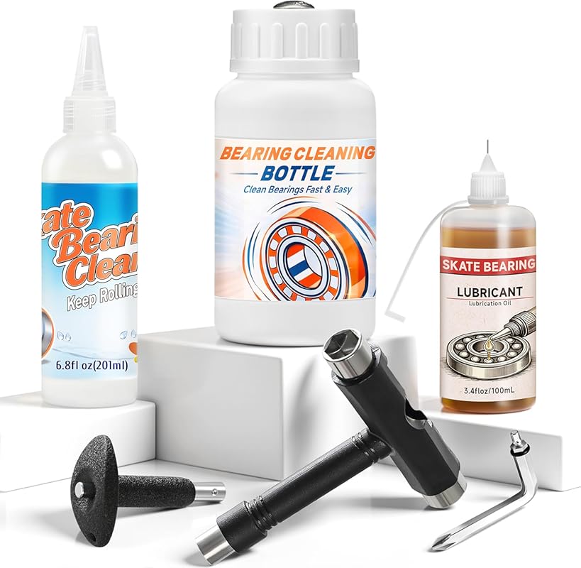 Portable Skate Bearing Cleaning Kit with 200ml Cleaner & Lubricant Too