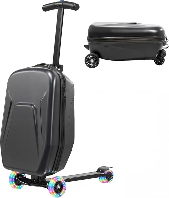 Foldable 2-in-1 Ride-On Hardshell Scooter Luggage for Kids & Adults, 2
