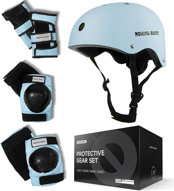 Skating Protective Gear Set for Adults & Youth - Helmet, Knee Pads, El