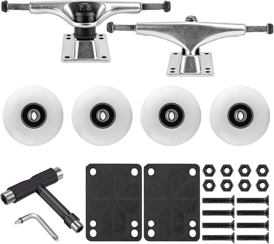 Skateboard Starter Kit: 52mm Wheels, Bearings, Pads & Hardware for 7.5