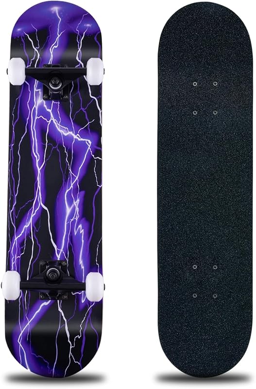 31-Inch Complete Skateboard Featuring 8-Layer Maple Wood Deck for Begi