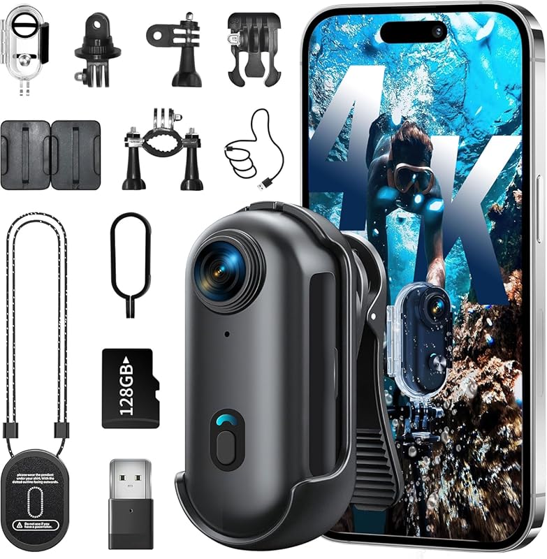 4K Mini Body Camera Wearable Action Cam, Portable Hands-Free Thumb Cam